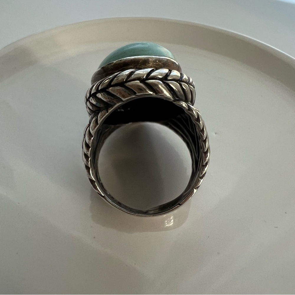 Sterling Turquoise Statement Rings Size 6.5 - Picture 4 of 9